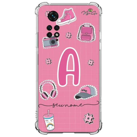 Capa para Xiaomi Redmi Note 11s BarbieCore PinkCore com Inicial