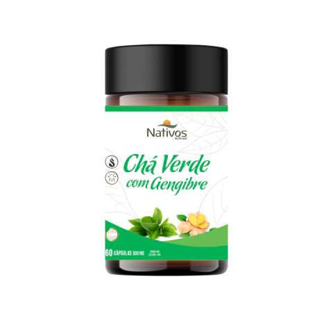 Chá verde com gengibre - Nativos do Brasil - 500mg - 60 cápsulas - comprar online