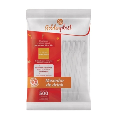 Mexedor de Drink Cristal GoldenPlast 11cm 500un