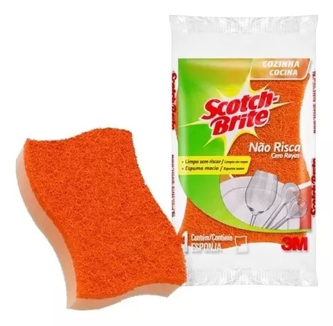 Esponja Scotch Brite Louças Delicadas (Não Risca) Azul/Laranja