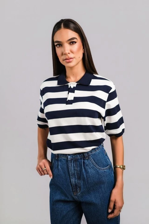 CAMISA POLO ARIEL - AZUL MARINHO