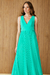 Vestido Longo Plissado Detalhe Atado - Verde - comprar online