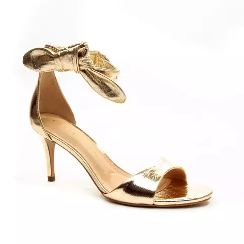 2538010-3 SANDALIA COURO METAL BALA - OURO LIGHT