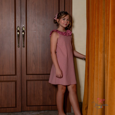 R0200036 Vestido Eva Linho Rosa Seco