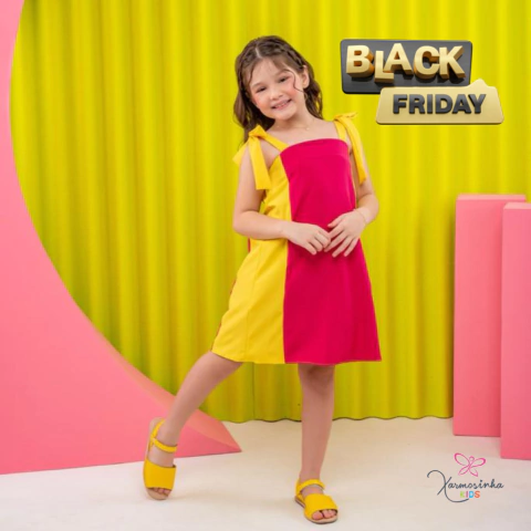R0200178 Vestido Bicolor Amarelo Pink