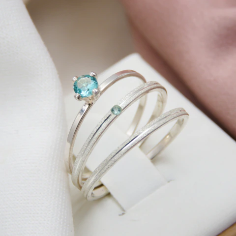 Aliança Fine Line AQUA PRATA 1mm