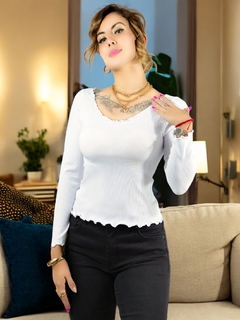 Blusa Manga Larga de Mujer Stretch Acanalada - tienda en línea