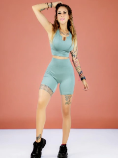 Conjunto Deportivo Mujer de Short Y Top Con Copas Mujer Stretch Fit Push Up en internet