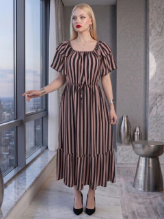 Vestido Midi de Rayas Verticales, Corte Favorecedor, Elegancia Casual y Estilo Sofisticado para Mujer