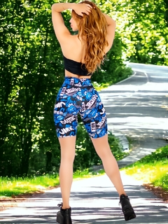 SHORT DE MUJER BIKER DEPORTIVO ESTAMPADO DE TALLE ALTO - tienda en línea