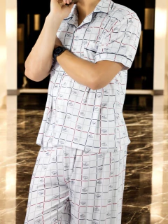 Pijama de Hombre de 2 Piezas en conjunto de Pantalón y Camisa