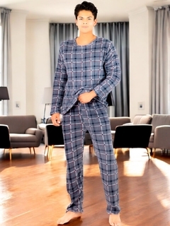 Pijama De Hombre Afelpada de Pantalón y Sudadera Tela Polar Fleece Suave y Ligera - MALABIS
