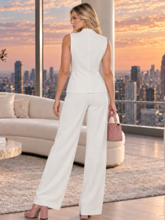 Conjunto 2 Piezas para Mujer, Chaleco Elegante y Pantalón Palazzo, Casual Chic - tienda en línea