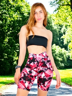 SHORT DE MUJER BIKER DEPORTIVO ESTAMPADO DE TALLE ALTO - MALABIS