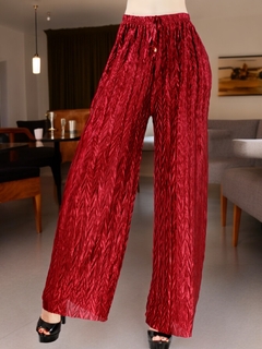 Pantalones de mujer palazzo de pierna ancha, pantalones sólidos con colores metálicos elegantes de dama