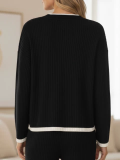 Outfit Mujer 2 piezas Suéter y Pantalón Bicolor Tejido Grueso - tienda en línea