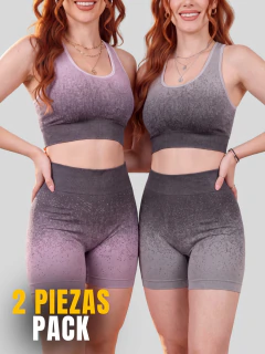 Pack de 2 Conjuntos de Mujer Deportivo/Casual 2 PIEZAS Short y Blusa Stretch, Comodidad y Estilo