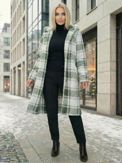 Abrigo Largo de cuadros para Mujer con Capucha, cardigan de cuadros, Chamarra Invierno Casual Elegante – Abrigo Acolchonado para Clima Frío - comprar en línea
