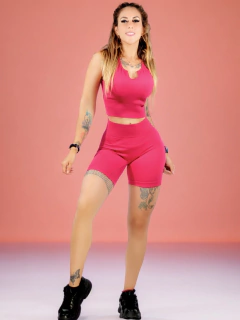Conjunto Deportivo Mujer de Short Y Top Con Copas Mujer Stretch Fit Push Up - MALABIS