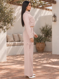 Conjunto Casual Chic de 2 Piezas, Blusa Manga Larga y Pantalón de Pierna Ancha para Mujer, Elegante y Moderno - comprar en línea