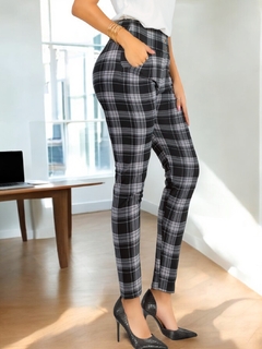Leggings Elegantes Jegging Mujer a Cuadros Stretch Looks Formal y Casual Mayón y Mallones - tienda en línea