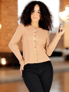 Imagen de Suéter de Mujer Manga Larga Acanalado, Sweater de Punto con Botones Elegante y Casual