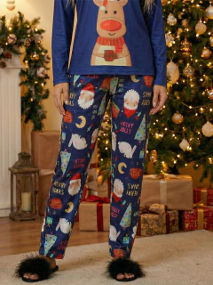 Pijama Navideña para Mujer, Pantalón y Blusa de Manga Larga, Tela Suave y Elástica| Ropa de Dormir Cálida para Invierno|Conjunto de pijama.