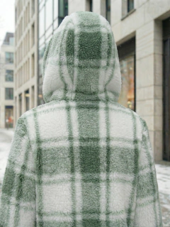 Abrigo Largo de cuadros para Mujer con Capucha, cardigan de cuadros, Chamarra Invierno Casual Elegante – Abrigo Acolchonado para Clima Frío - MALABIS