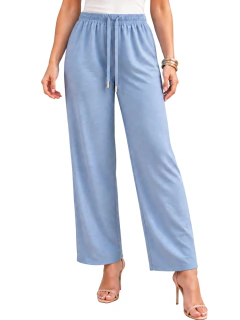 Pantalón Palazzo para Mujer, Tiro Alto y Pierna Ancha, Cómodo y Casual Chic - tienda en línea