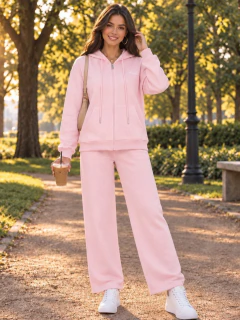 Conjunto 2 Piezas para Mujer, Sudadera con Capucha y Pantalón de Pierna Ancha, Casual y Cómodo - comprar en línea