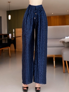 Imagen de Pantalones de mujer palazzo de pierna ancha, pantalones sólidos con colores metálicos elegantes de dama