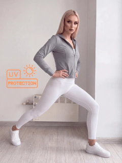 Sudadera Deportiva Mujer con Cierre y Capucha | Chamarra Ligera Protección UV | Tela Stretch de Secado Rápido en internet