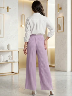 Pantalón Palazzo Plisado para Mujer | Cintura Elástica de Tiro Alto | Pierna Ancha Elegante - MALABIS