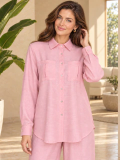 Conjunto 2 Piezas Mujer, Blusa Manga Larga con Cinturón y Pantalón Amplio, Elegante y Casual - MALABIS