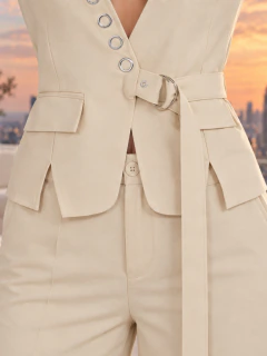 Conjunto 2 Piezas para Mujer, Chaleco Elegante y Pantalón Palazzo, Casual Chic - MALABIS