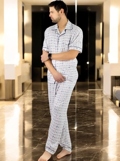 Pijama de Hombre de 2 Piezas en conjunto de Pantalón y Camisa