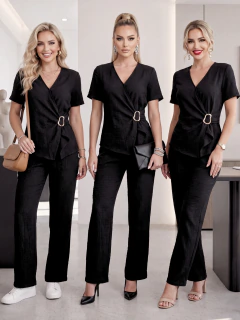 Conjunto Harmony Plisado – Blusa Cruzada y Pantalón Palazzo - MALABIS