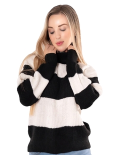 Suéteres De Punto Trenzado De Manga Larga con Cuello Alto A Rallas - comprar en línea