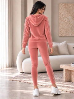 Conjunto Mujer 2 Piezas Terciopelo con Pedrería Brillante, Sudadera con Capucha + Pantalón Legging en internet