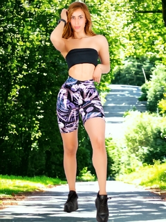SHORT DE MUJER BIKER DEPORTIVO ESTAMPADO DE TALLE ALTO - MALABIS