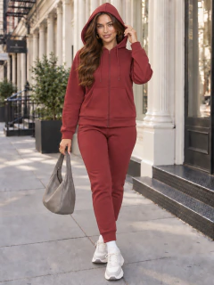 Conjunto Mujer 2 Piezas, Sudadera con Capucha y Pantalón Jogger, Casual Deportivo, Cómodo y Térmico
