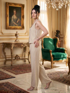 Conjunto Elegante para Mujer Chaleco sin Mangas y Pantalón Recto