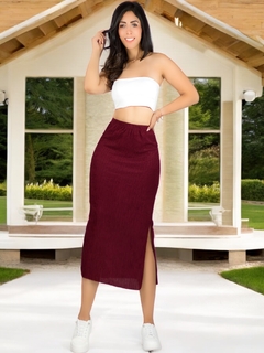 Falda Casual Midi Lápiz con Abertura Lateral para Mujer - comprar en línea