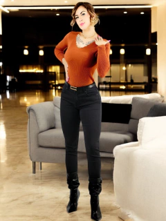 Sueter Cuello V De Mujer Sueteres De Punto Acanalado Dama Sweaters - tienda en línea