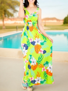 Vestido Largo de Mujer Stretch de Estampados Primaverales - MALABIS