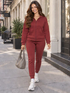Conjunto Mujer 2 Piezas, Sudadera con Capucha y Pantalón Jogger, Casual Deportivo, Cómodo y Térmico - MALABIS