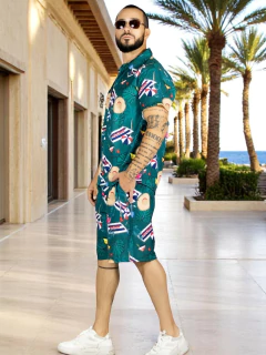 Conjunto Hombre Verano Camisa y Short a Juego Alberca Playa y Calor - MALABIS