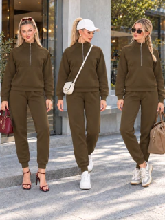 Conjunto 2 Piezas Mujer Sudadera Cuello Alto Medio Cierre y Pantalón Jogger MALABIS - comprar en línea