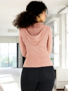 Suéter Cárdigan De Manga Larga Cuello Cierre y Capucha Casual Mujer Sweater en internet