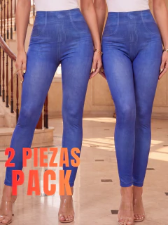 Imagen de Pack 2 Leggings para Mujer | Efecto Mezclilla Estampados | Stretch Ajuste Moldeador